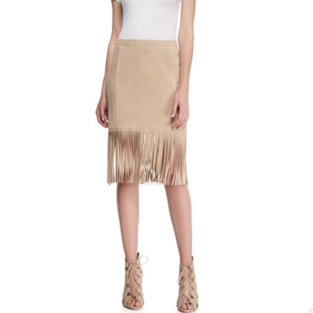 Cusp by Neiman Marcus Fringed suede skirt